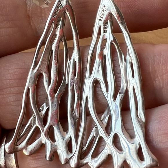 HAGIT GORALI 925 STERLING SILVER SCULPTED LONG DANGLE DROP EARRINGS BRAND NEW - Picture 16 of 16